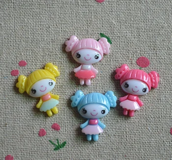 

100pcs Resin Mixed Colors Flatback Big Head Girl Scrapbooking Craft Decoration