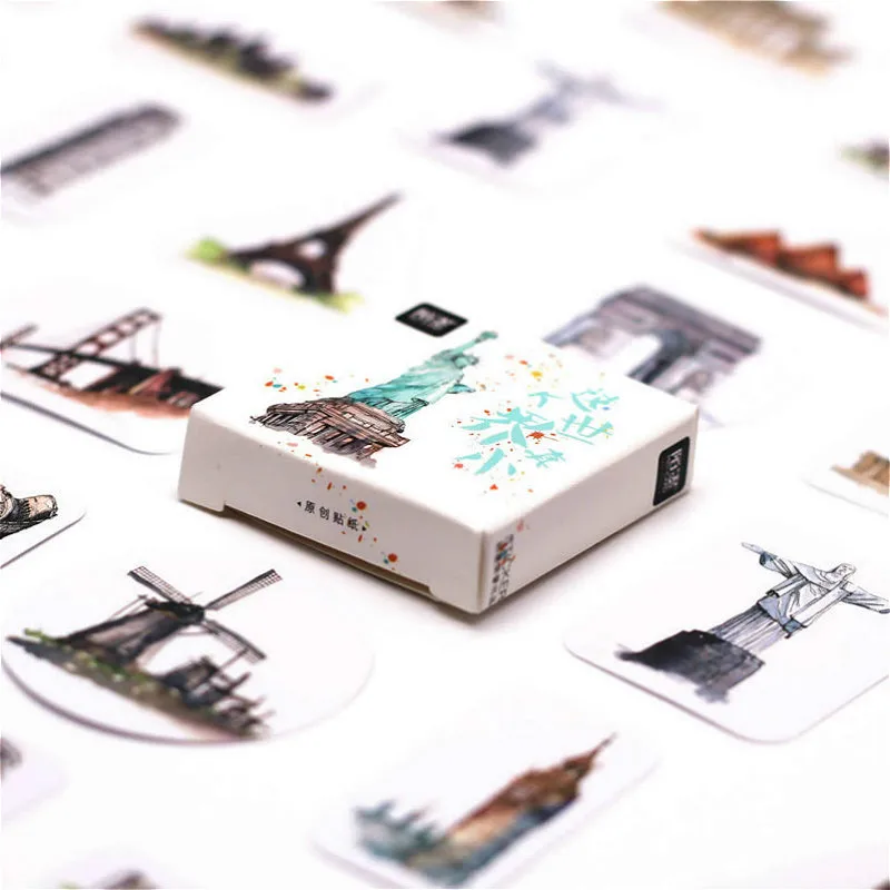 

45pcs/pack Kawaii notebook Cute Tourist attraction Pattern Planner School Supplies diary travelers notebook