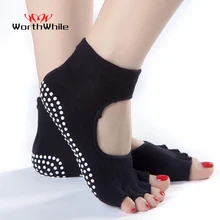 Worthy-chaussettes de Yoga pour femmes, 1 paire, antidérapantes, chaussettes de sport, gymnastique, Pilates, pantoufles professionnelles de protection pour la danse