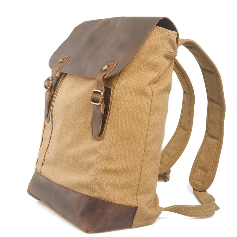 

2019 women men crazy horse leather with canvas backpack high quality luxury fashion travel school backpack bag ladies student