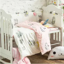 Multi Размеры 9 шт. Симпатичные Слон ребенка Постельное белье хлопок кроватки постельные принадлежности для новорожденных детская кровать