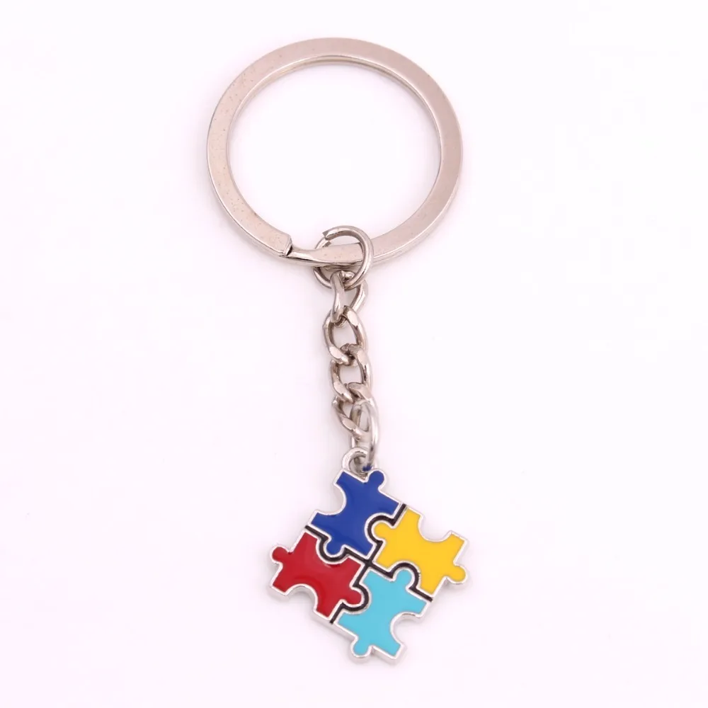 

Autism Awareness Necklace Pendants With Holes Puzzle Piece Jigsaw Charm Key Chain