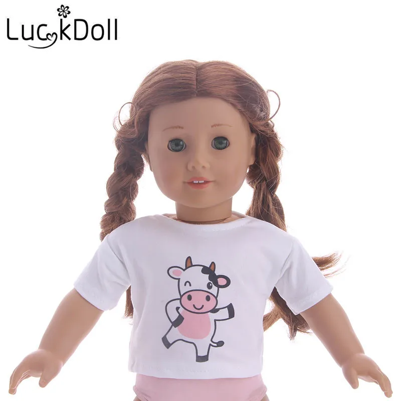 LUCKDOLL хлопковая Футболка Подходит для 18-дюймовые американская кукла Logan кукла мальчик одежда аксессуары игрушки для детей - Цвет: b748