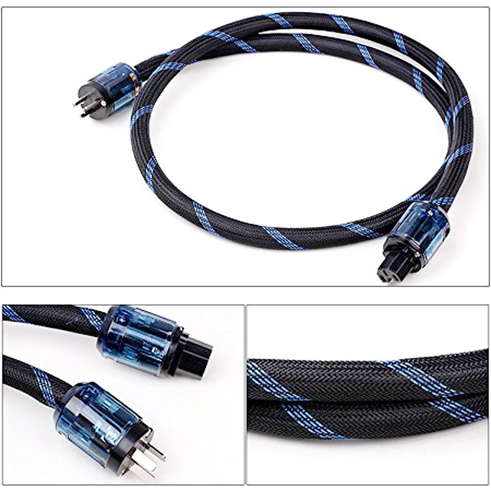 1pcs 4N OFC Copper Hifi Audio US Power cord cable hifi AC Power cable
