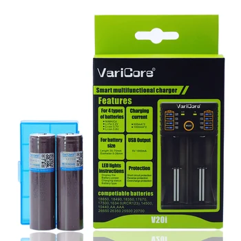 

2PCS HG2 3.7V 3000mAh 18650 li-ion battery for hg2 Flashlight Toy Tools battery Add Pointed +1PCS VariCore V20I Charger