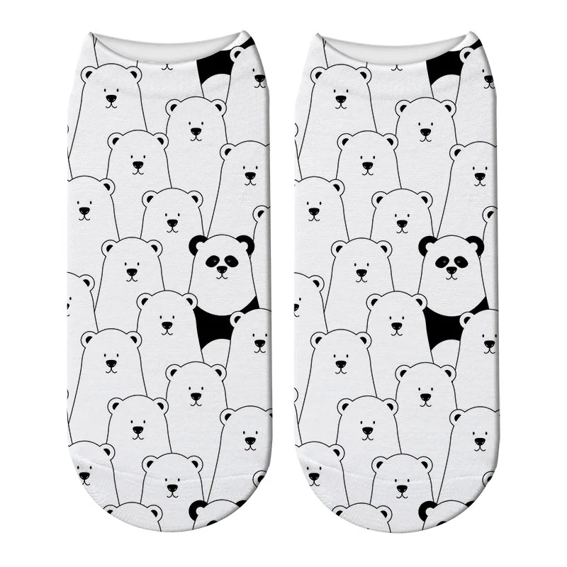 Harajuku/женские забавные белые эластичные носки Kawaii, носки для девочек, осенне-весенние короткие носки с милым котом и 3d принтом, 7S-ZWS33 - Цвет: 002