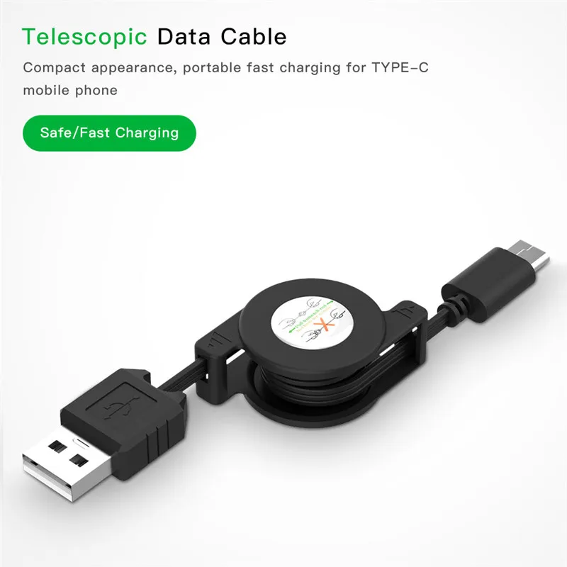 Портативный кабель usb type-C для быстрой зарядки типа C, телескопический кабель для передачи данных для samsung, huawei, LG, sony, Nokia, USB-C, код