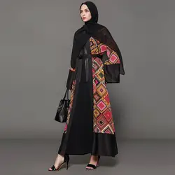 Женские халаты 2019 Топ женские этнические платья abaya исламский мусульманский стиль; Ближний Восток Макси открытый кардиган кафтан 4,16