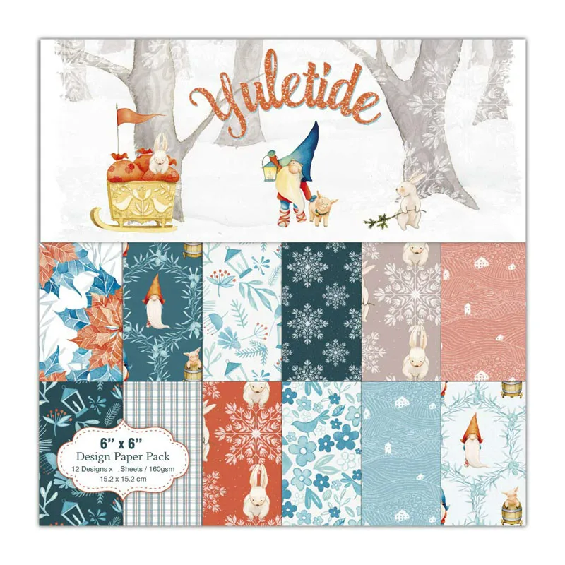 

KLJUYP 12 Sheets Yuletide Scrapbooking Pads Paper Origami Art Background Paper Card Making DIY Scrapbook Paper Craft