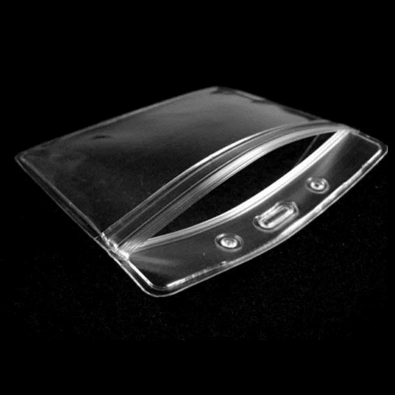 Lot Of 10 Horizontal Transparent Vinyl Plastic ID Card Badge Holder With Zipper Tarjetero Transparente Fast