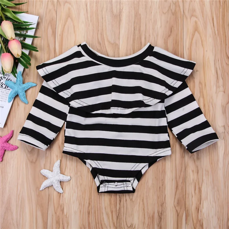 Toddler Kid Baby Girls Solid Color Off Shoulder Long Sleeve Fashion Romper Jumpsuit Outfits Set Clothes Hot Sale