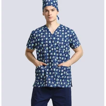 Мода скраб наборы медицинский хлопок ткань скраб одежда набор может высокой температуры дезинфекции униформы стоматологический комбинезон для персонала клиник