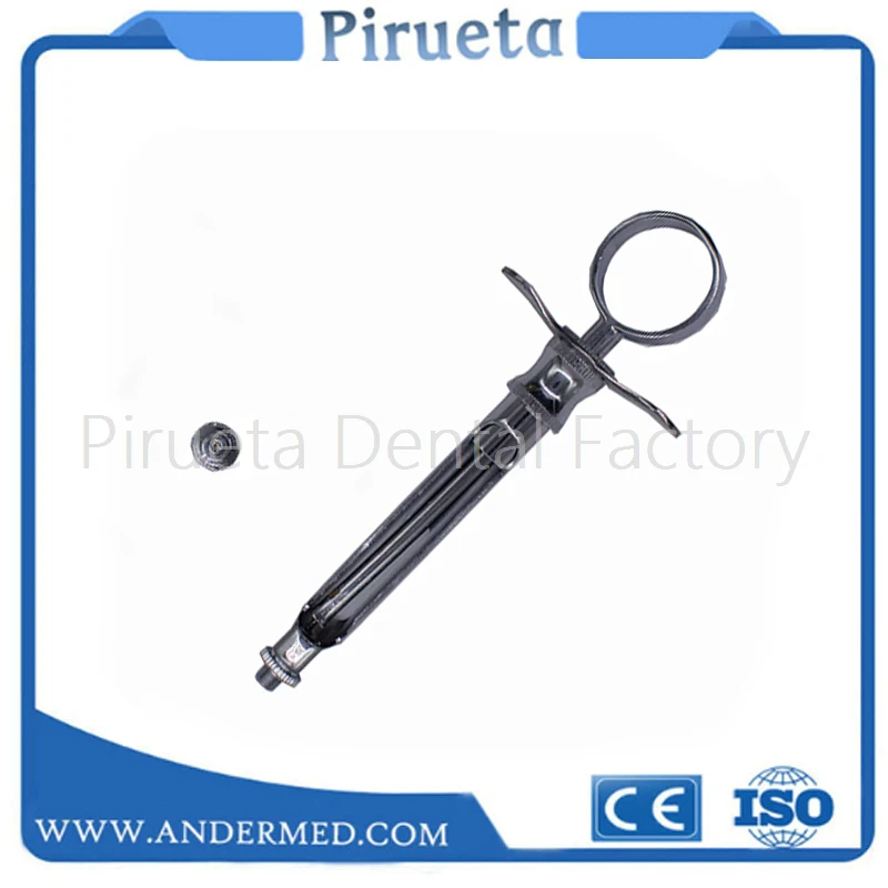 

1set Stainless Steel Silver Dental Aspirating Syringe Dentist Surgical Instruments 1.8ML With Head Teeth Care Tool