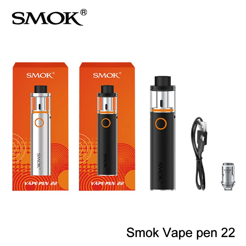 5pcs Original SMOK Vape Pen 22 Kit Silver Black electronic cigarette wholesale Replacement Glass Tube 0.4ohm Dual Core Vape Pen