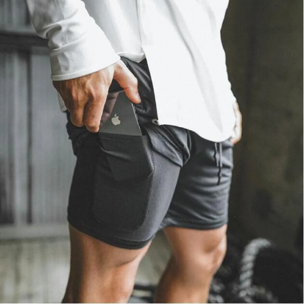 

OA Men's large size fitness shorts Double-layer solid color Gyms training quick-drying jogging short Summer new style Breathable