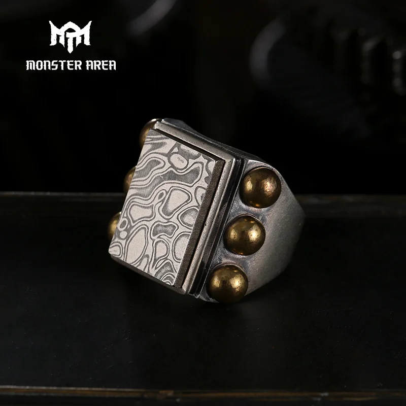 

MONSTER AREA Solid Sterling Silver Mens Ring Adjustable Punk Rock Heavy Metal Man Ring