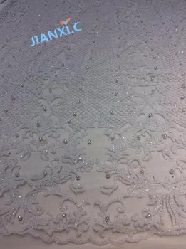

Top selling JIANXI.C-101652 beaded african net Lace fabric nigerian french fabric with glitter high quality