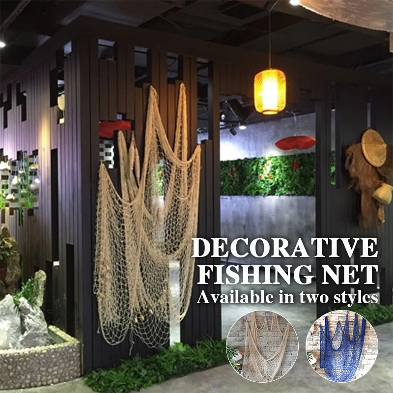

Decorative Fishing Net Decor Nets Mediterranean Office Hemp Rope 1*2M Beach Bar Playground Nautical Home Ceative