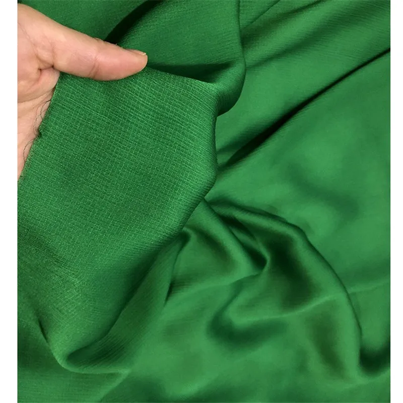 

CF567 1meter Fashion Summer Green Ripstop Chiffon Fabric Skin-Friendly Crepe De Chine Fabrics For Women Dress Pajamas Shirts