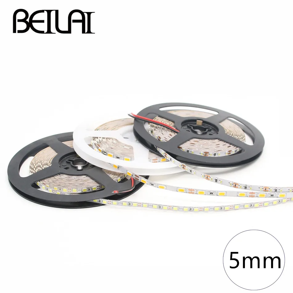 DC 12V Светодиодная лента 5 м 300 светодиодный 600 SMD 2835 3014 5630 не Водонепроницаемый мм