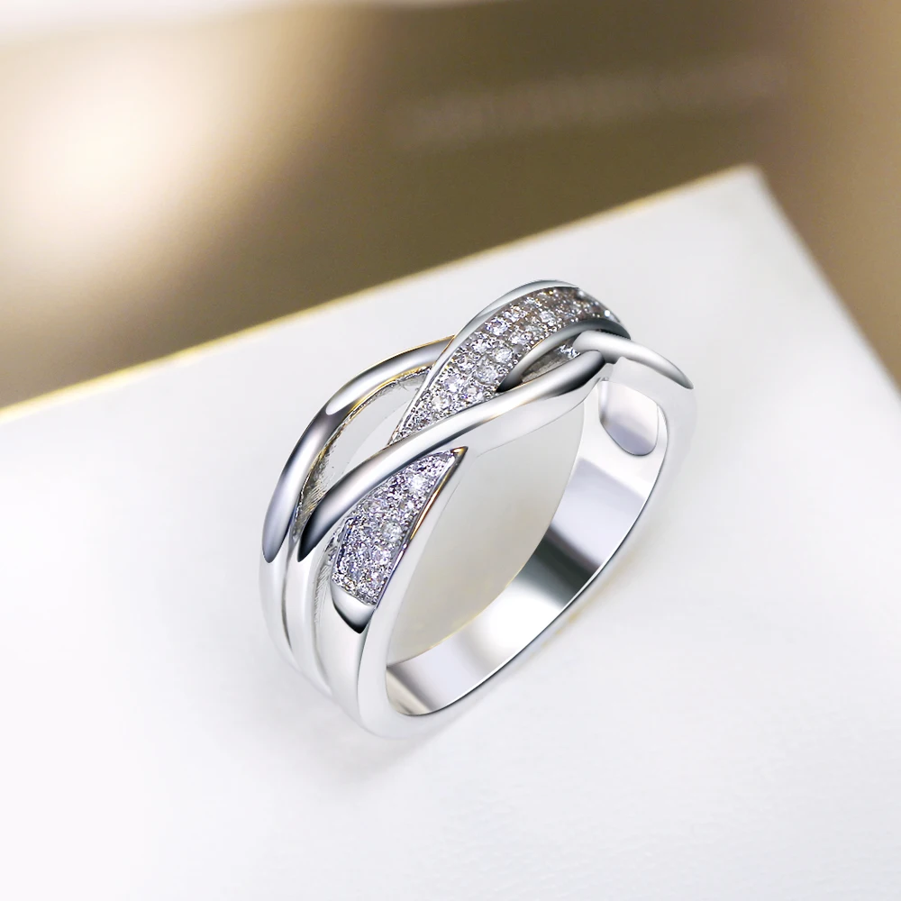 DreamCarnival 1989 Braided Wedding Rings for Women Twisted Classic Gold Color Anniversary Lovers Jewelry Drop Shipping YR6409