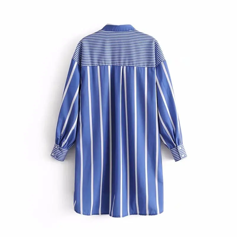LTD119014 новые длинные рубашки Для женщин Полосатые блузки Леди Мода Включите