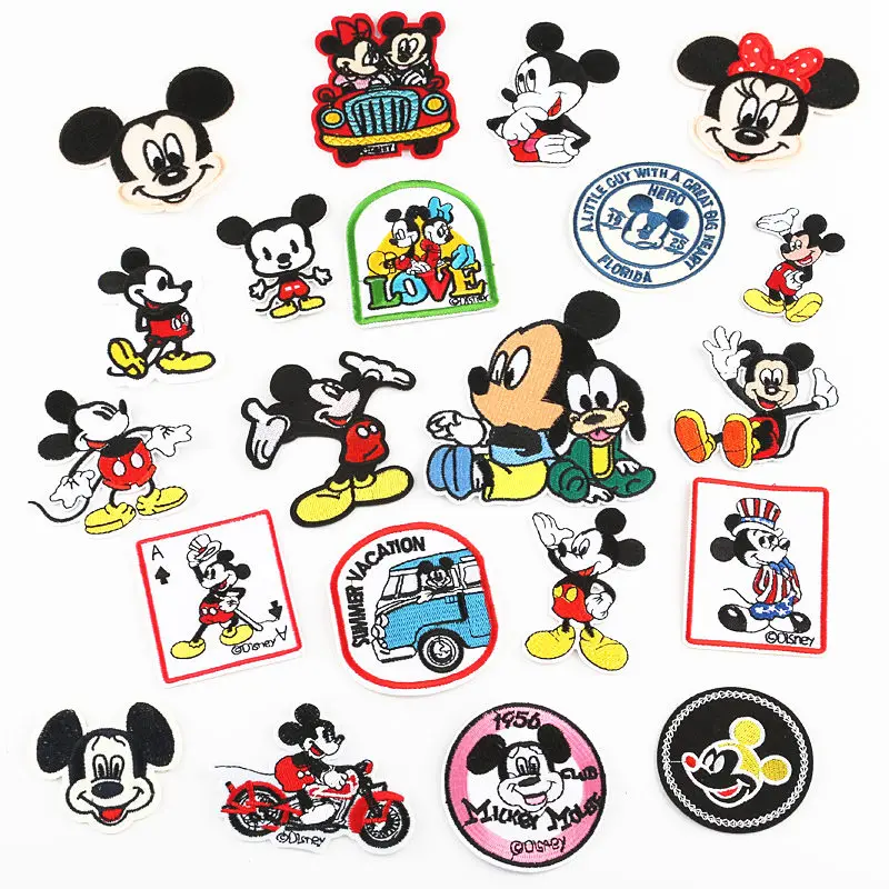 

1PCS Mickey Minnie Cartoon Embroidered Patch Iron on Sew Applique Patch Clothes Shoes Bags Diy Patches badges children stickers