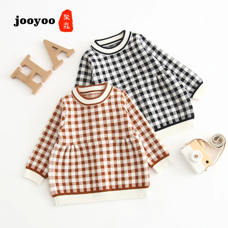 

Baby Clothes Spring And Autumn Baby Girl Clothes Long Sleeve O-Neck Plaid Sweaters Cotton Kid Clothes jooyoo