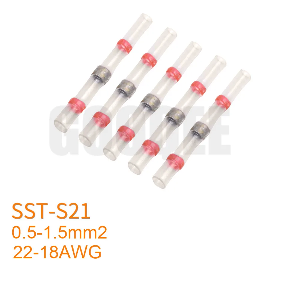 5 шт. SST-S11 SST-S21 SST-S31 SST-S41 Термоусадочные соединители проводов Водонепроницаемый Луженая Медь припоя уплотнительные клеммы комплект - Цвет: SST-S21