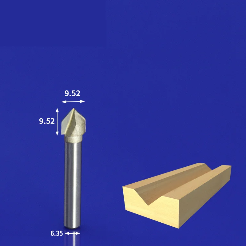 1PCS-Freeshipping CNC карбида вольфрама с покрытием Алюминий нитрид Титан, фреза по дереву, деревообрабатывающие фрезы, дерево, инструмент, 3D dc-двигатель, напряжение 90 градусов гравировка - Длина режущей кромки: 6.35mm x 9.52mm