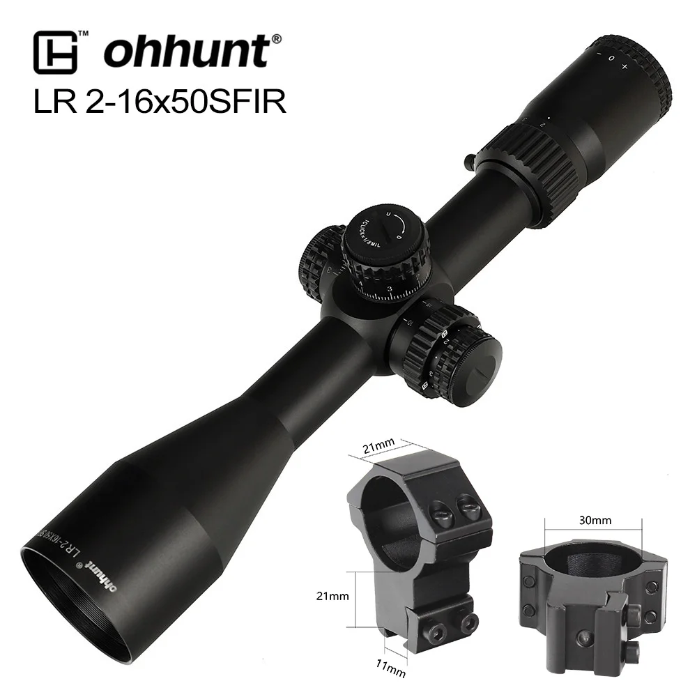 Ohhunt LR 2-16x50 SFIR охотничий прицел Mil Dot стекло травленая сетка Красное освещение боковая параллакса башенки Блокировка сброса прицел - Цвет: High Dovetail Rings