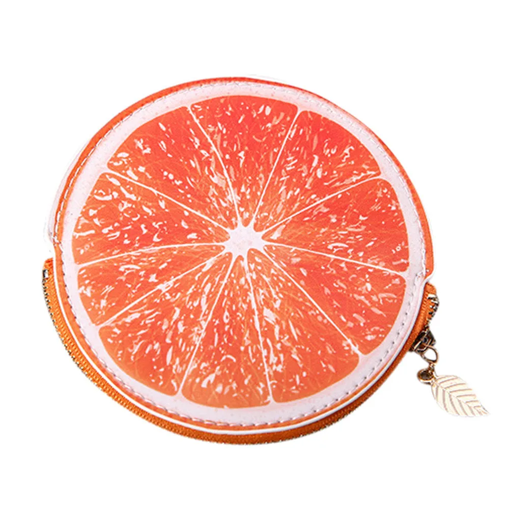

2017 New Fashion Women Clutch Mini Pu Leather Cute Coin Purse Wallet Card Handbag Female lemon Print Portable Money Purse Feb22