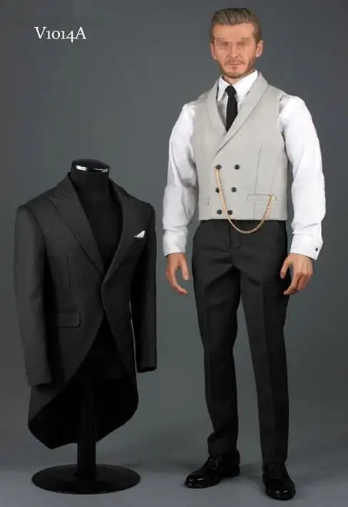V1014A/B/C черный/серый 1/6 джентльменский костюм, комплект одежды, Королевский смокинг для 12 дюймов, Мужская фигурка, узкое плечо - Цвет: A