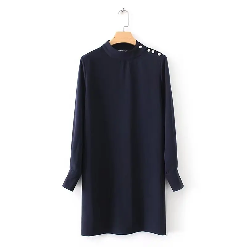 

Hot sale YD40-8449 European and American fashion wind shoulder pearl ornamental dress
