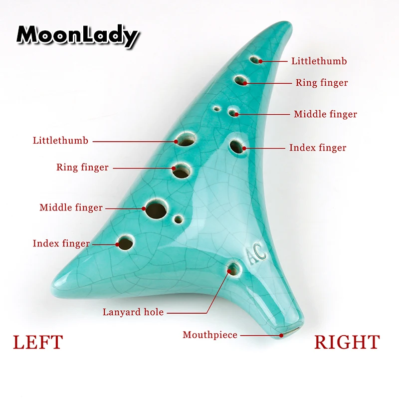 Музыкальные инструменты Ocarina 12 отверстий с острым отверстием зеленый ледяной