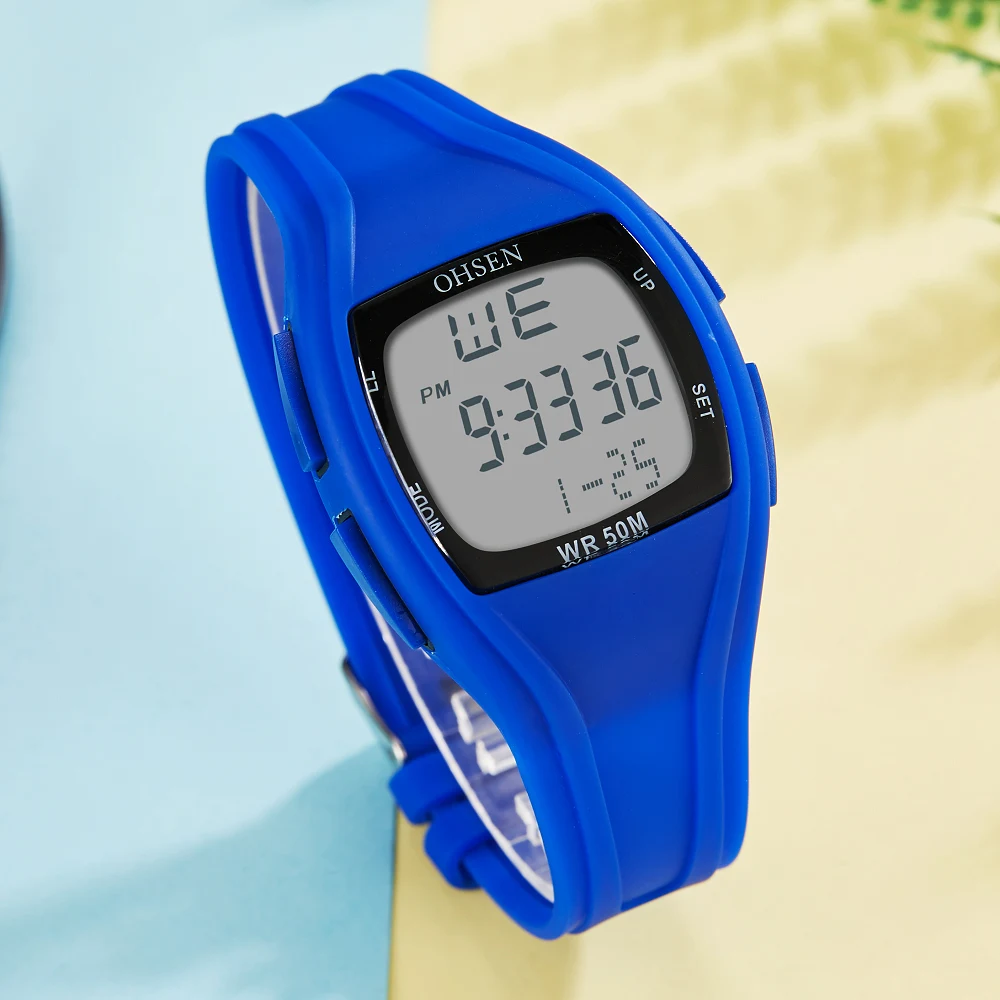 Новинка OHSEN модные цифровые женские наручные часы с ЖК дисплеем reloj mujer синие