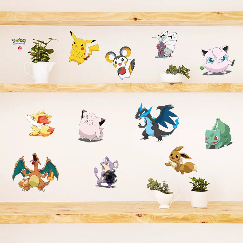 Cartoon Pokemon Go Wall Stickers for Kids Rooms Pikachu Wall Decal