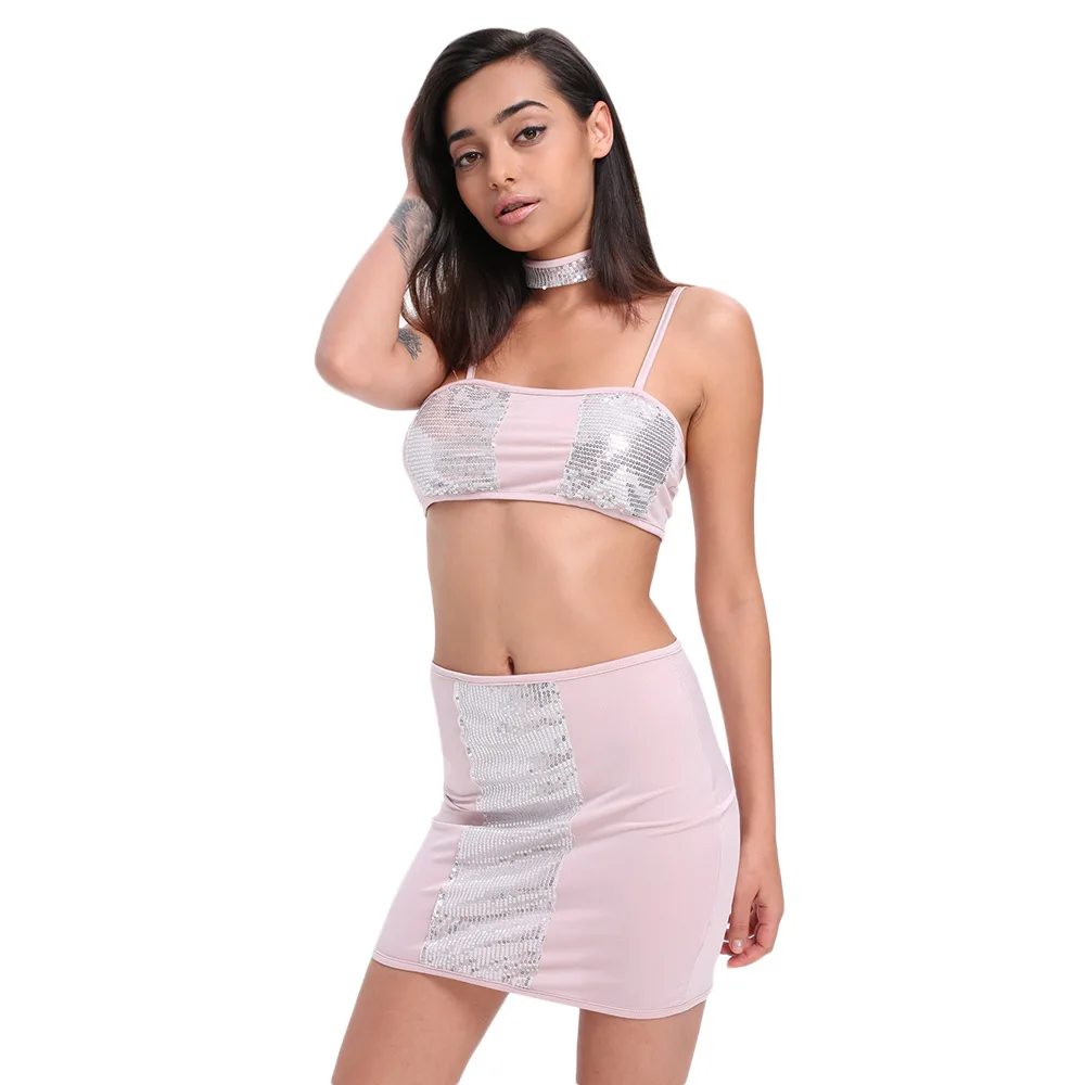 Женский топ на бретельках VESTLINDA с открытой спиной и блестками|Спортивные костюмы|