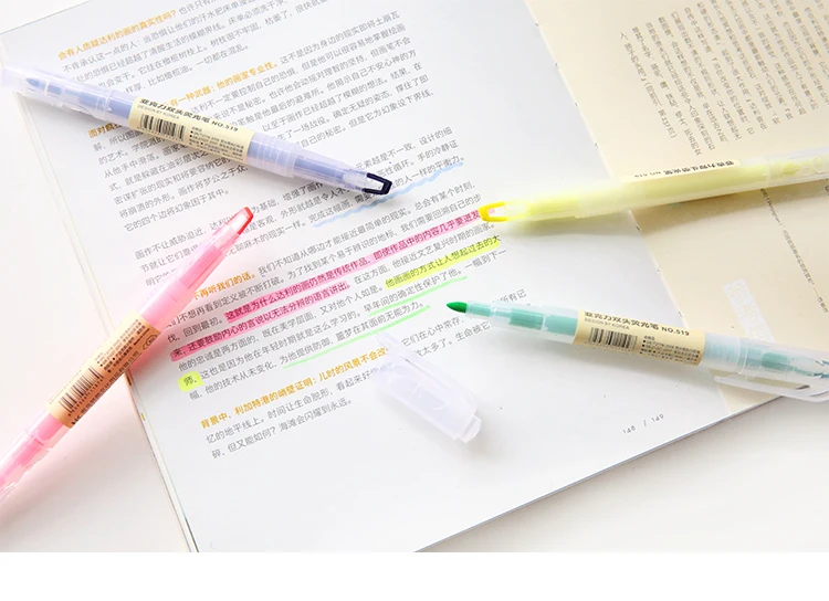 Dual Head Writing 2 in 1 Highlighter Pen Japanese Stationery Cute Office School Supplies