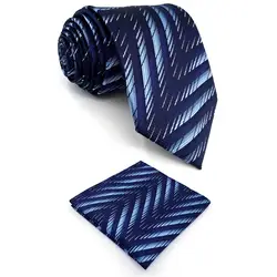 B11 темно-голубой Геометрическая шелковый мужской галстук Модный комплект Фирменная Новинка Галстуки для мужчин платье Hanky дополнительный