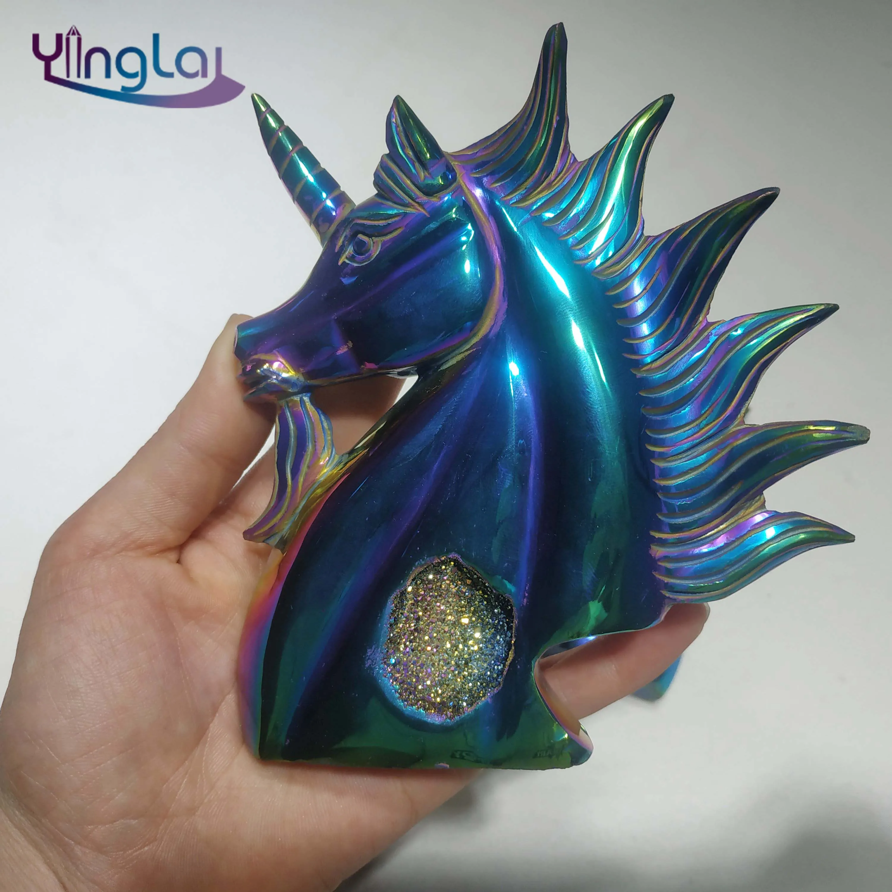 New product Natural crystal Healing Aura Quartz unicorn Gemstone geode