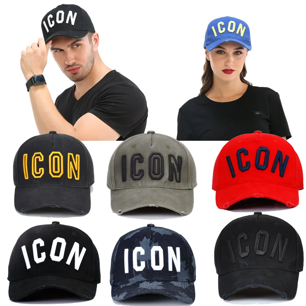 DSQICOND2 Brand 2019 Fashion ICON Letter Cotton Mens Baseball Cap Women Snapback Hat DSQ Hat Dad Hat Cotton Bone Trucker Cap