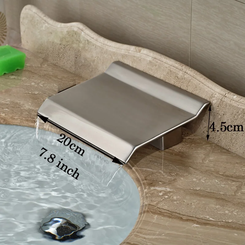 Newly Brushed Nickel Bath Faucet Waterfall Tub Spout Deck Mount