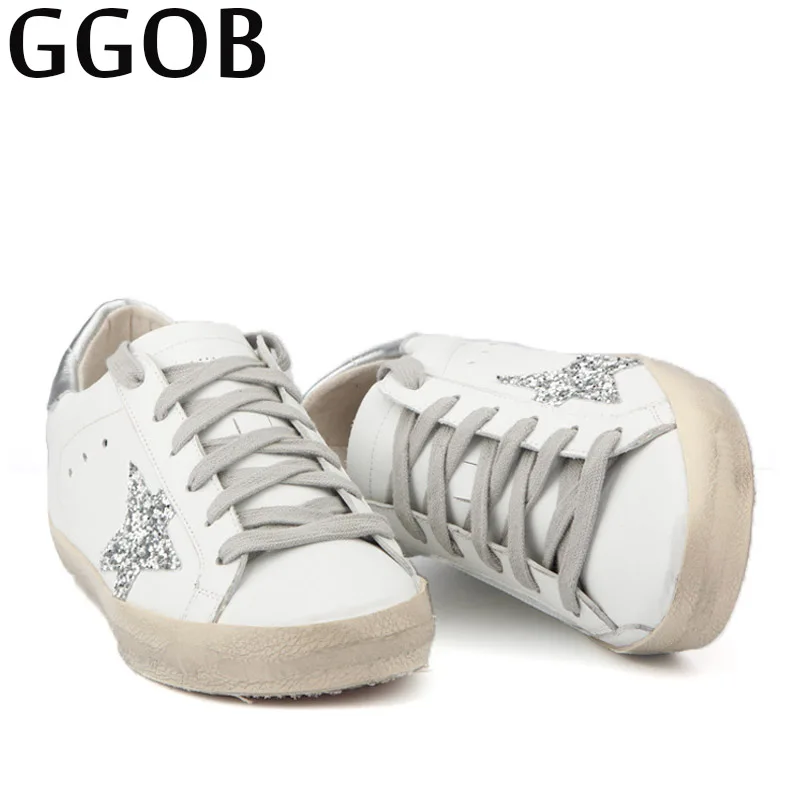 

GGOB Womens Flats Female Casual Shoes Woman Brand Shoes Fashion Sneakers White Genuine Leather Outdoor Walking Flat With 2018