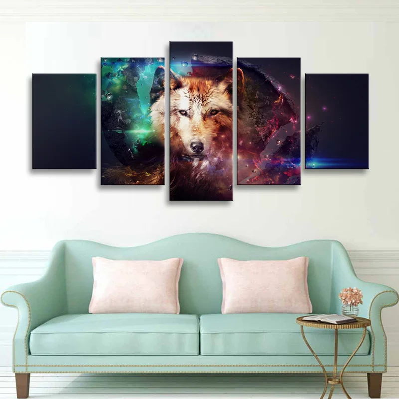 5 pieces high-definition print Wolf canvas oil painting poster and wall art living room picture B-050 (5)