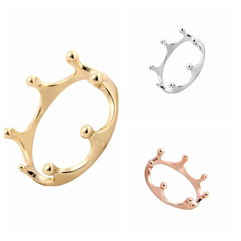 

European vintage crown rings for women made by alloy plated not fade Simple round crown rings women as gift Hot sell