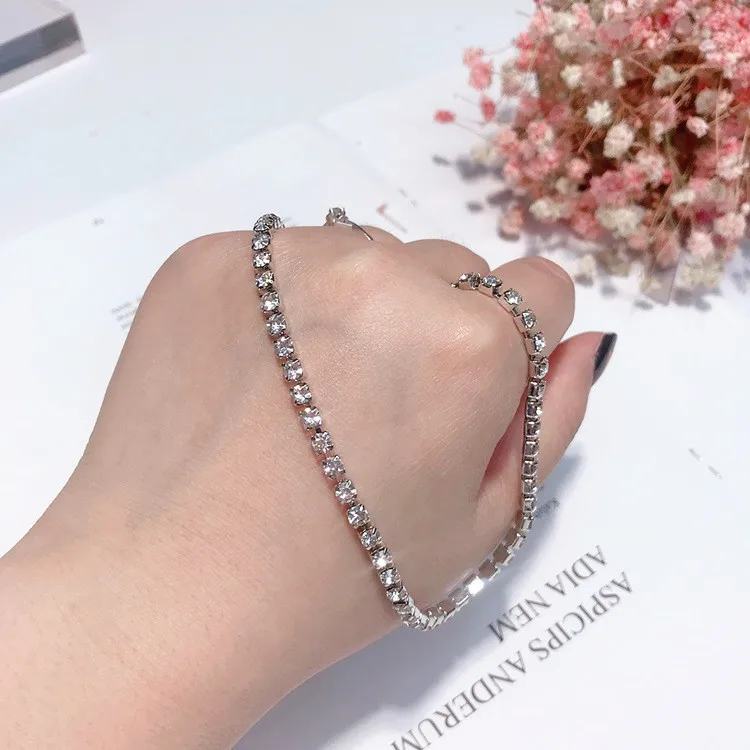 full cubic zircon shining women necklace Hypoallergenic fadeless fashion jewelry for women girl gift chocker 45cm