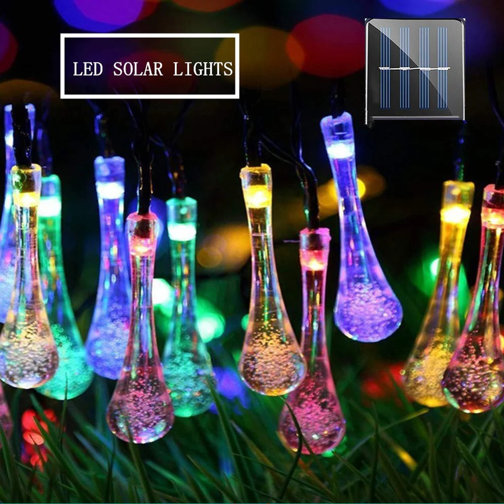 

12m Solar String Light 100 LED Waterproof Water Drop String Fairy Light Outdoor Garden Christmas Party Decoration Solar Lights