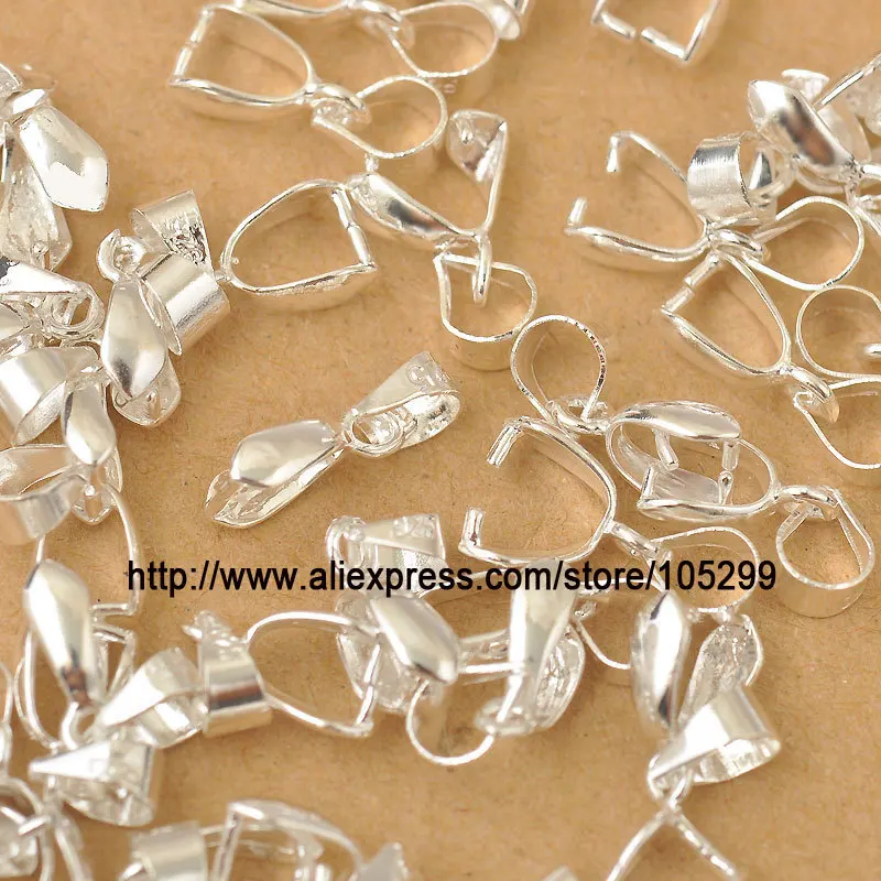 

50X Size-L 5X18MM 925 Sterling Silver Findings Bail Connector Bale Pinch Clasp Pendant Fittings Bail Jewelry Accessories