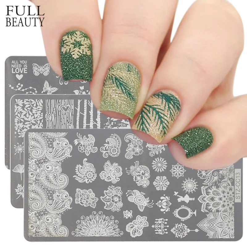 

1pcs Rectangle Nail Stamping Plate Flower Cat Catcher Geometry Design for Manicure Stencils Nail Art Steel Template CHSTZCC01-14